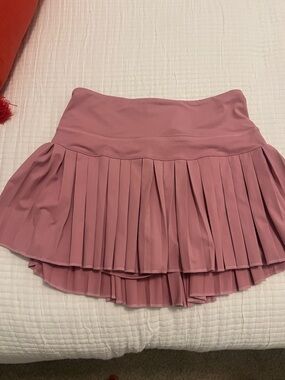 High-Waist Rose Pink Pleated Skater Skirt